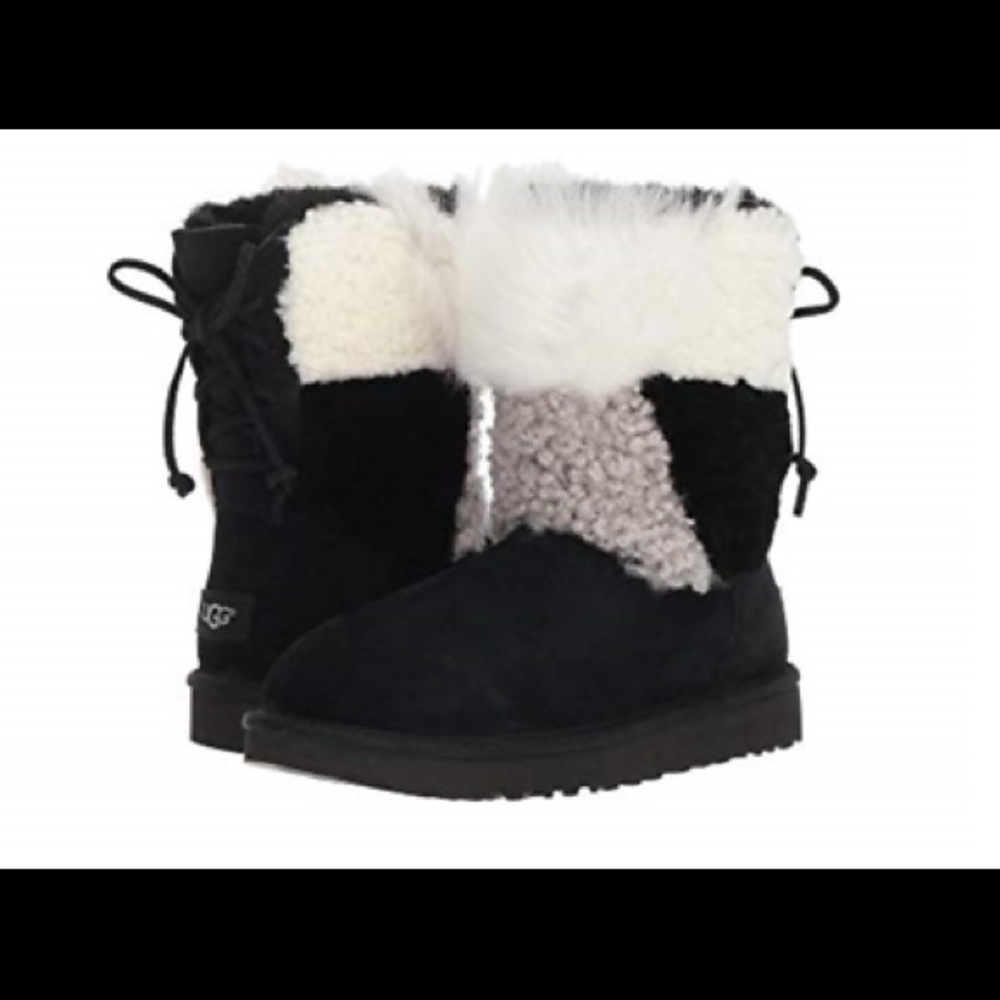 🆕Black Ugg Patch Boots Size 8🆕